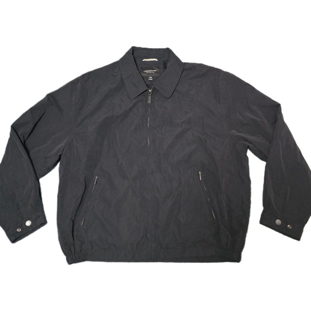 London Fog Harrington Jacket Mens XXL Black Excellent Full‎ Zip Bomber